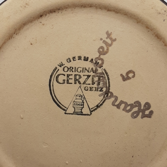 Vintage W. Germany Original Gerzit Beer Stein Moriage Short Stubby Pewter Top - Picture 8 of 8